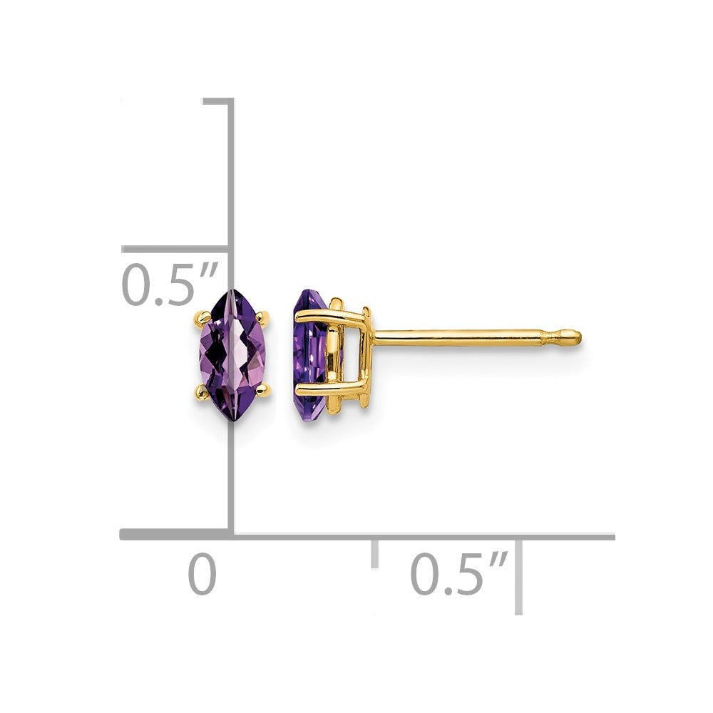 14k 6x3mm Marquise Amethyst Post Earrings