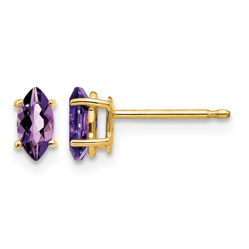 14k 6x3mm Marquise Amethyst Post Earrings