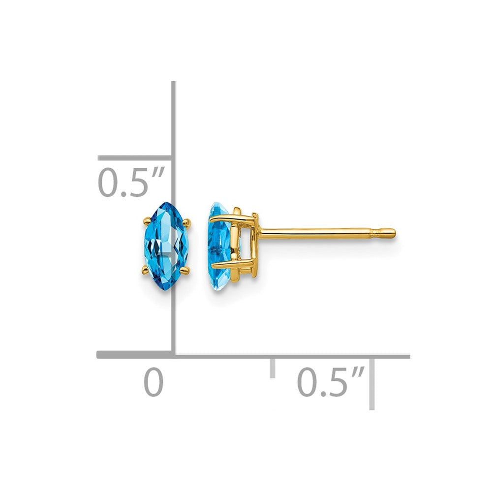 14k 6x3mm Marquise Blue Topaz Post Earrings
