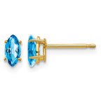 14k 6x3mm Marquise Blue Topaz Post Earrings
