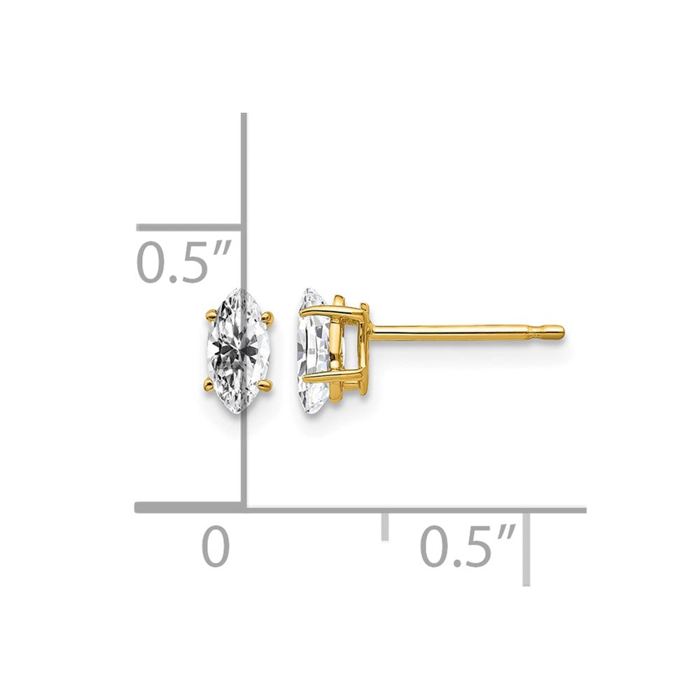 14k 6x3mm Marquise Cubic Zirconia Post Earrings