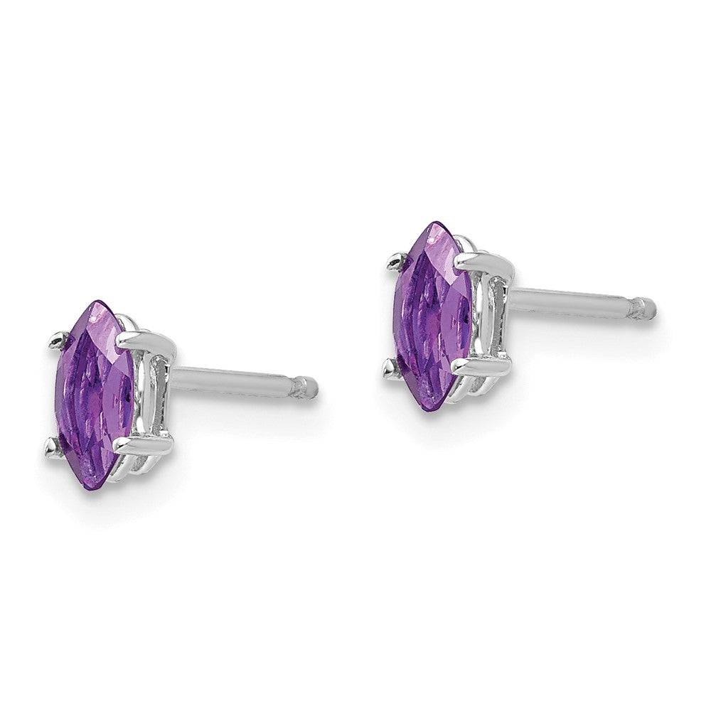 14k White Gold 6x3mm Marquise Amethyst Post Earrings