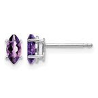 14k White Gold 6x3mm Marquise Amethyst Post Earrings