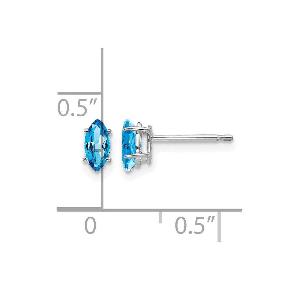 14k White Gold 6x3mm Marquise Blue Topaz Post Earrings