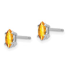 14k White Gold 6x3mm Marquise Citrine Post Earrings