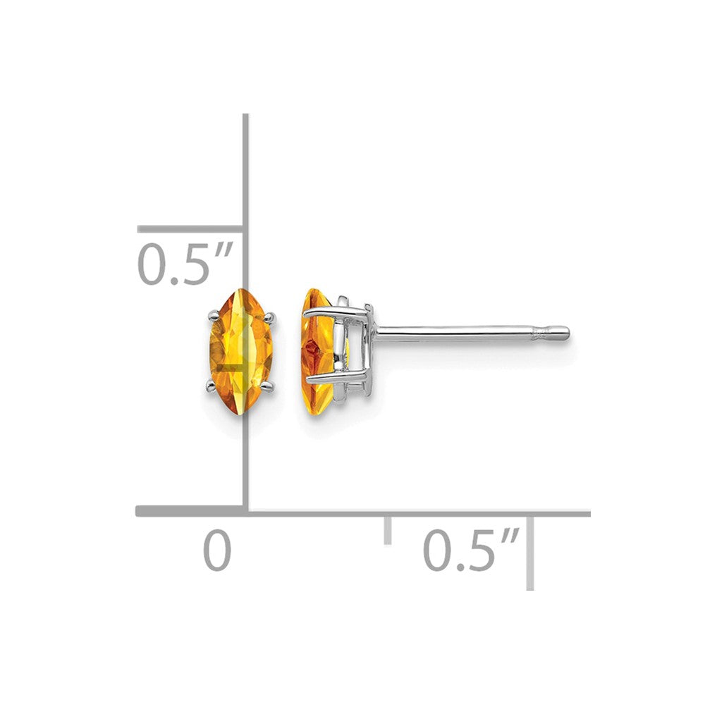 14k White Gold 6x3mm Marquise Citrine Post Earrings