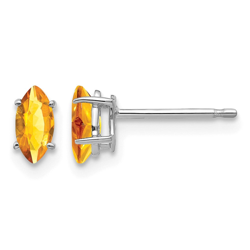 14k White Gold 6x3mm Marquise Citrine Post Earrings