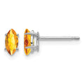 14k White Gold 6x3mm Marquise Citrine Post Earrings