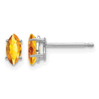 14k White Gold 6x3mm Marquise Citrine Post Earrings