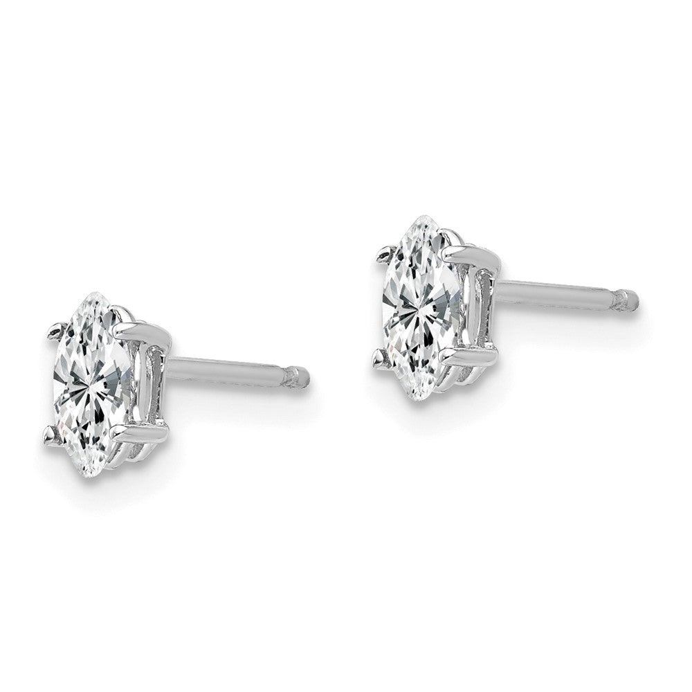 14k White Gold 6x3mm Marquise Cubic Zirconia Post Earrings