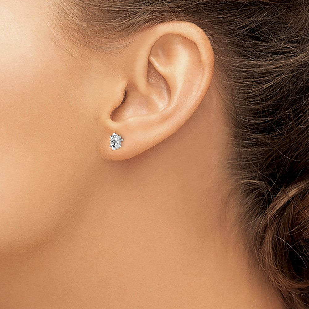 14k White Gold 6x3mm Marquise Cubic Zirconia Post Earrings