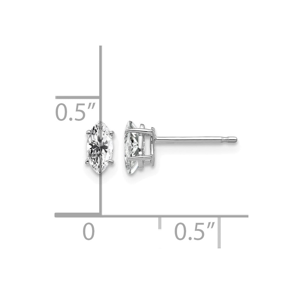 14k White Gold 6x3mm Marquise Cubic Zirconia Post Earrings