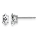 14k White Gold 6x3mm Marquise Cubic Zirconia Post Earrings