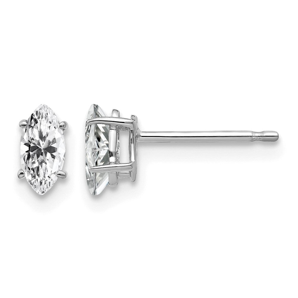14k White Gold 6x3mm Marquise Cubic Zirconia Post Earrings