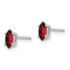 14k White Gold 6x3mm Marquise Garnet Post Earrings