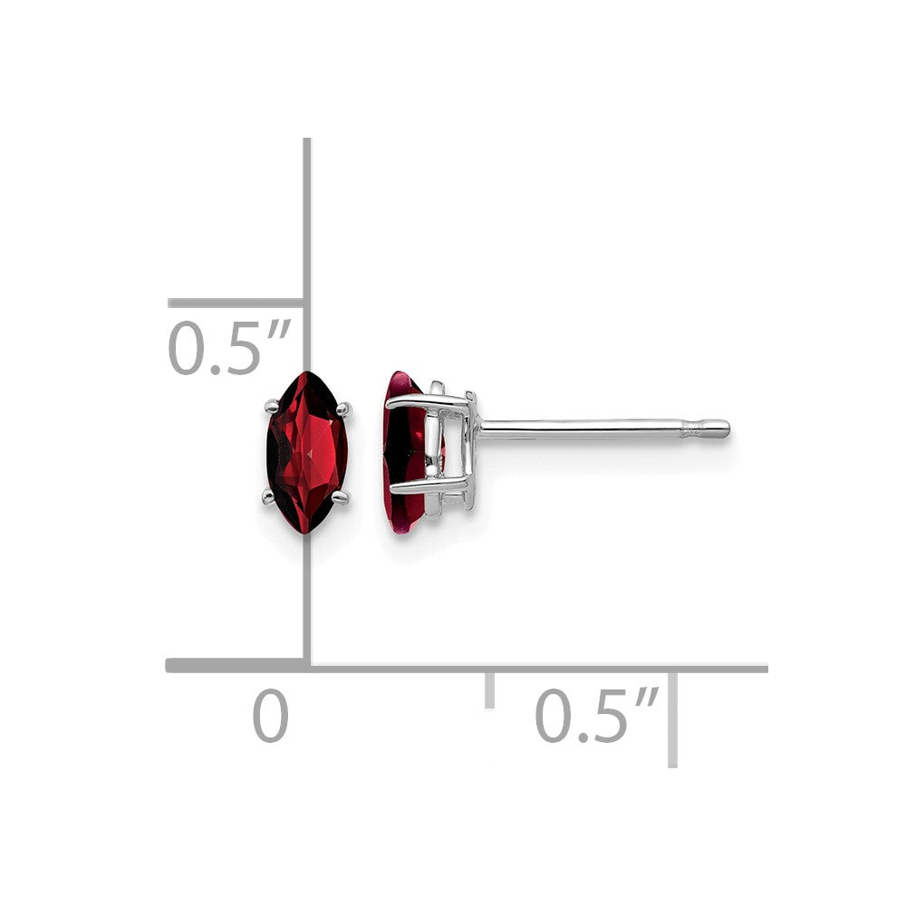14k White Gold 6x3mm Marquise Garnet Post Earrings