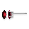 14k White Gold 6x3mm Marquise Garnet Post Earrings