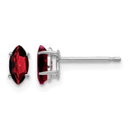 14k White Gold 6x3mm Marquise Garnet Post Earrings