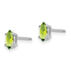 14k White Gold 6x3mm Marquise Peridot Post Earrings