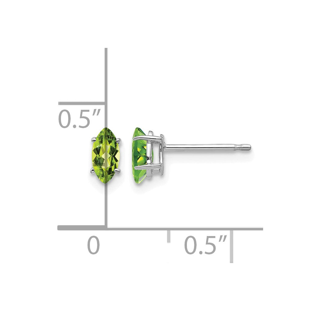 14k White Gold 6x3mm Marquise Peridot Post Earrings