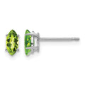 14k White Gold 6x3mm Marquise Peridot Post Earrings