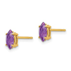 14k 7x3.5mm Marquise Amethyst Post Earrings