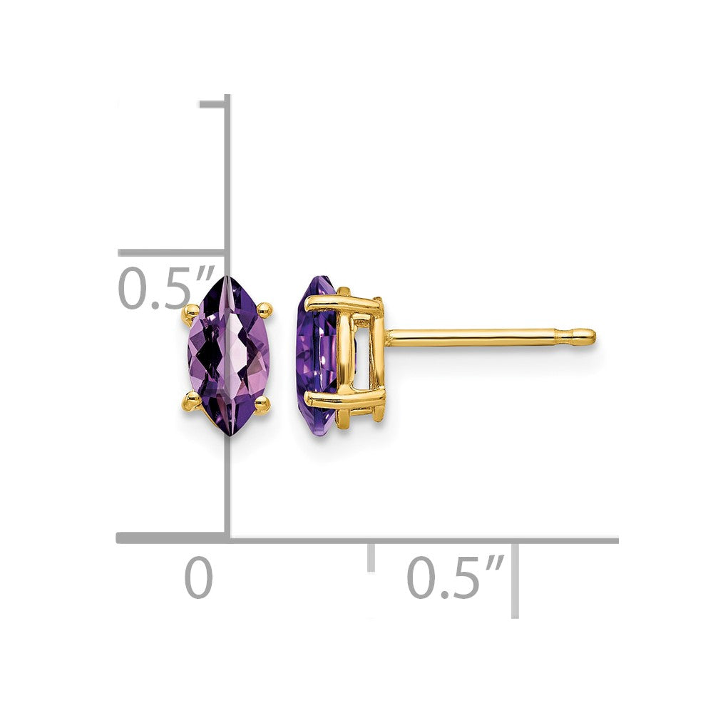 14k 7x3.5mm Marquise Amethyst Post Earrings