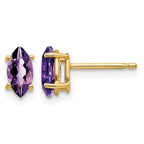 14k 7x3.5mm Marquise Amethyst Post Earrings