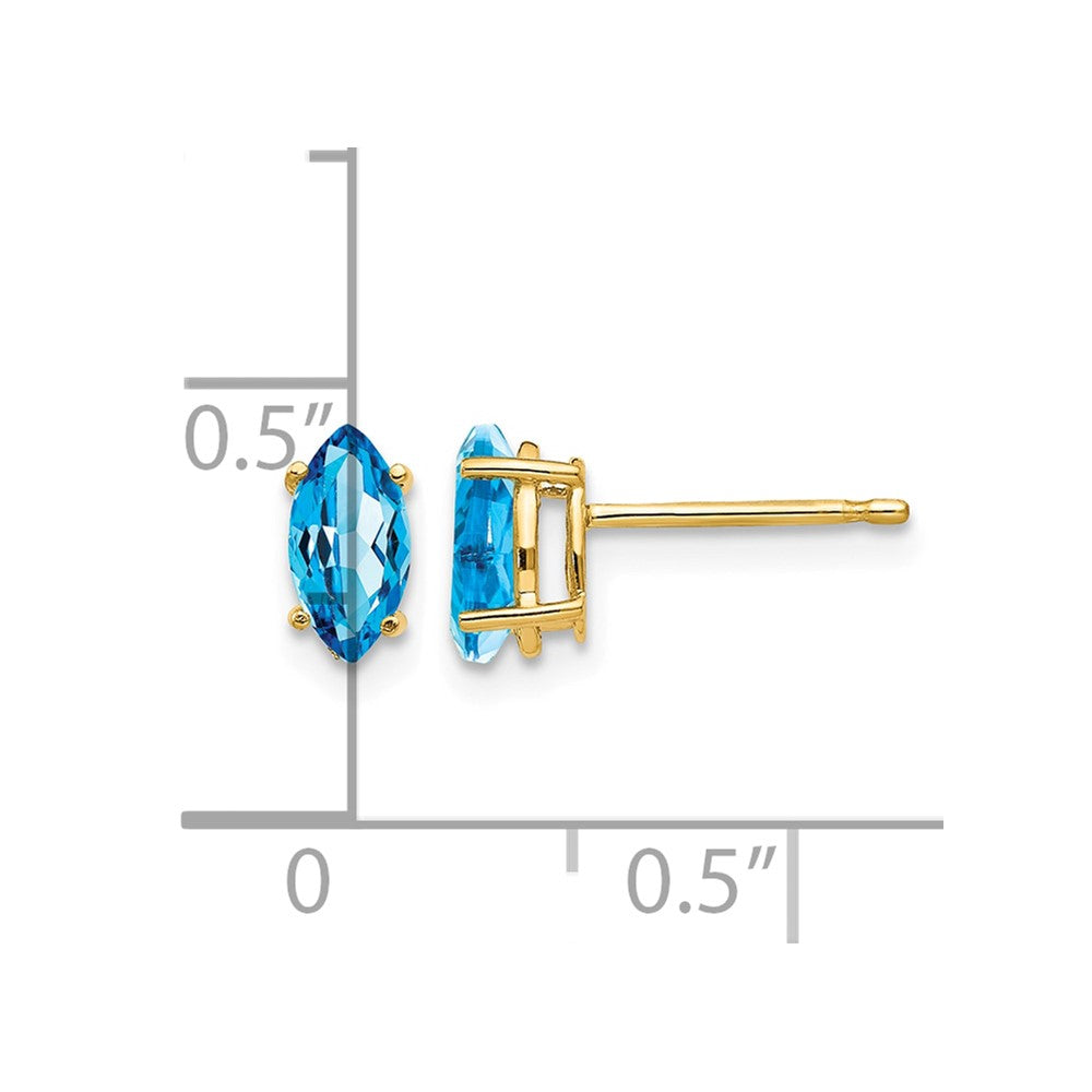 14k 7x3.5mm Marquise Blue Topaz Post Earrings
