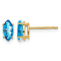 14k 7x3.5mm Marquise Blue Topaz Post Earrings