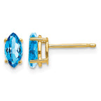 14k 7x3.5mm Marquise Blue Topaz Post Earrings