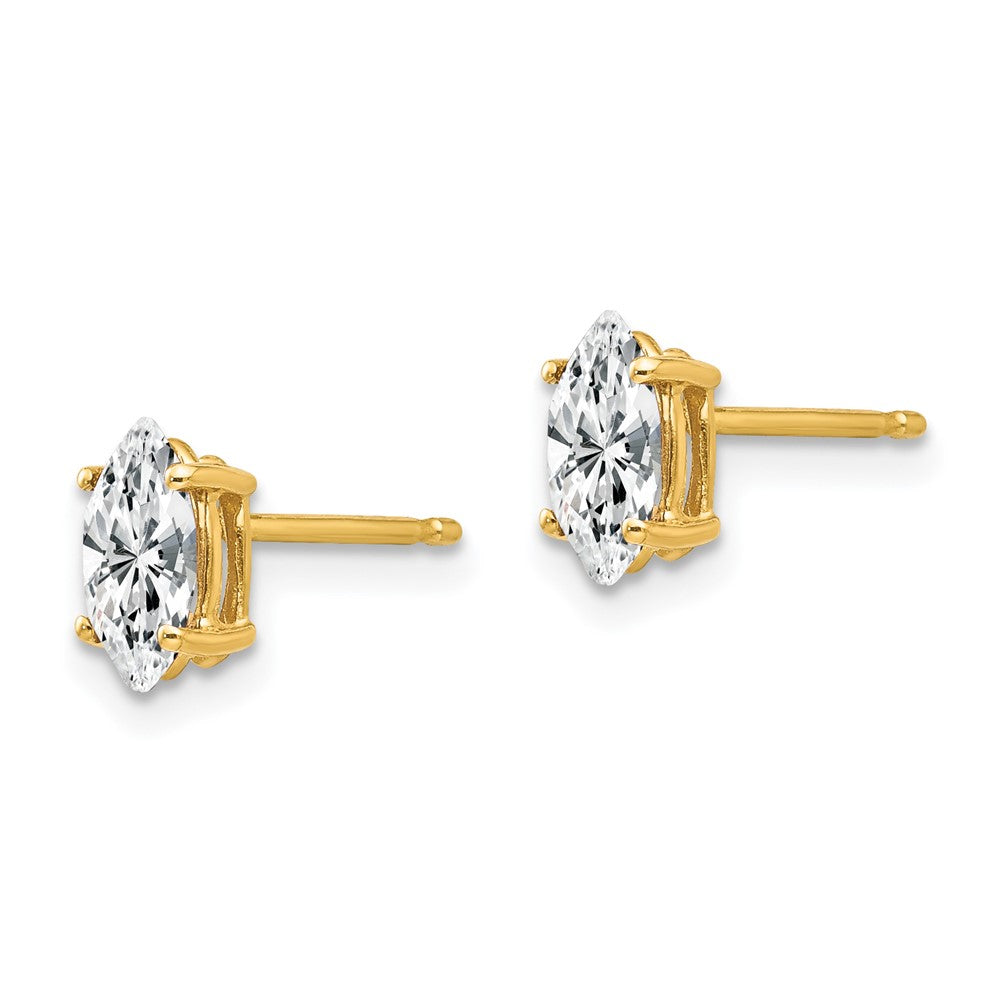 14k 7x3.5mm Marquise Cubic Zirconia Post Earrings