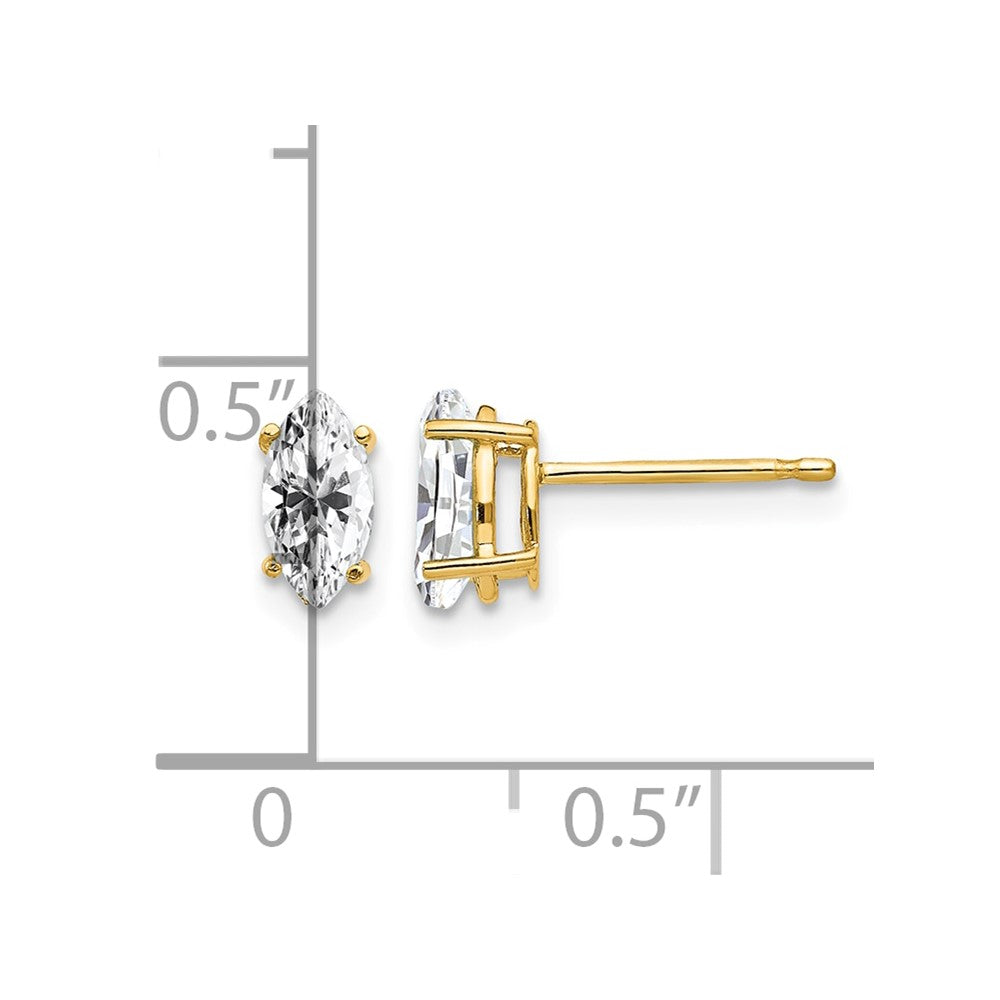14k 7x3.5mm Marquise Cubic Zirconia Post Earrings