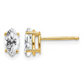 14k 7x3.5mm Marquise Cubic Zirconia Post Earrings