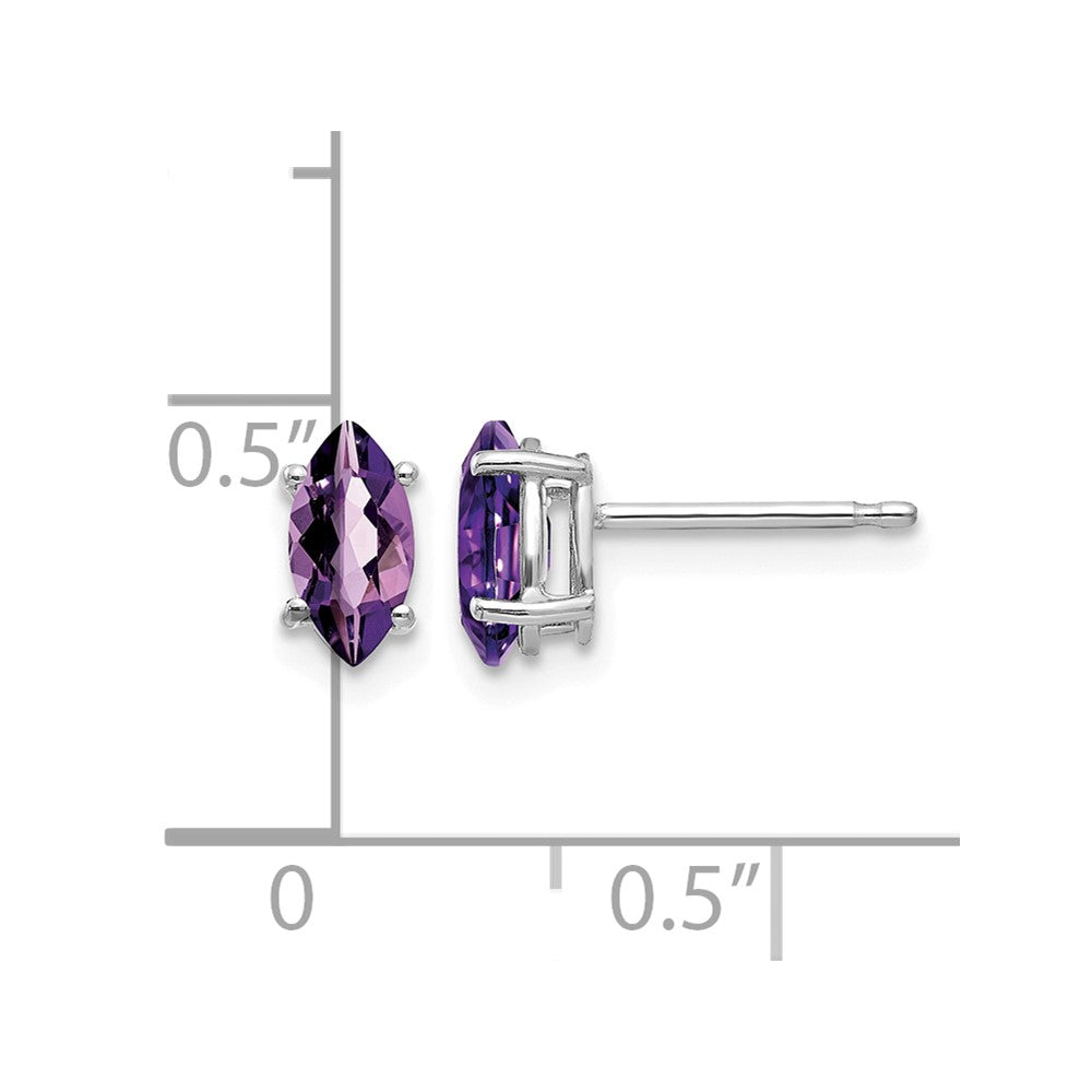 14k White Gold 7x3.5mm Marquise Amethyst Post Earrings