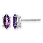 14k White Gold 7x3.5mm Marquise Amethyst Post Earrings