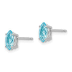 14k White Gold 7x3.5mm Marquise Blue Topaz Post Earrings