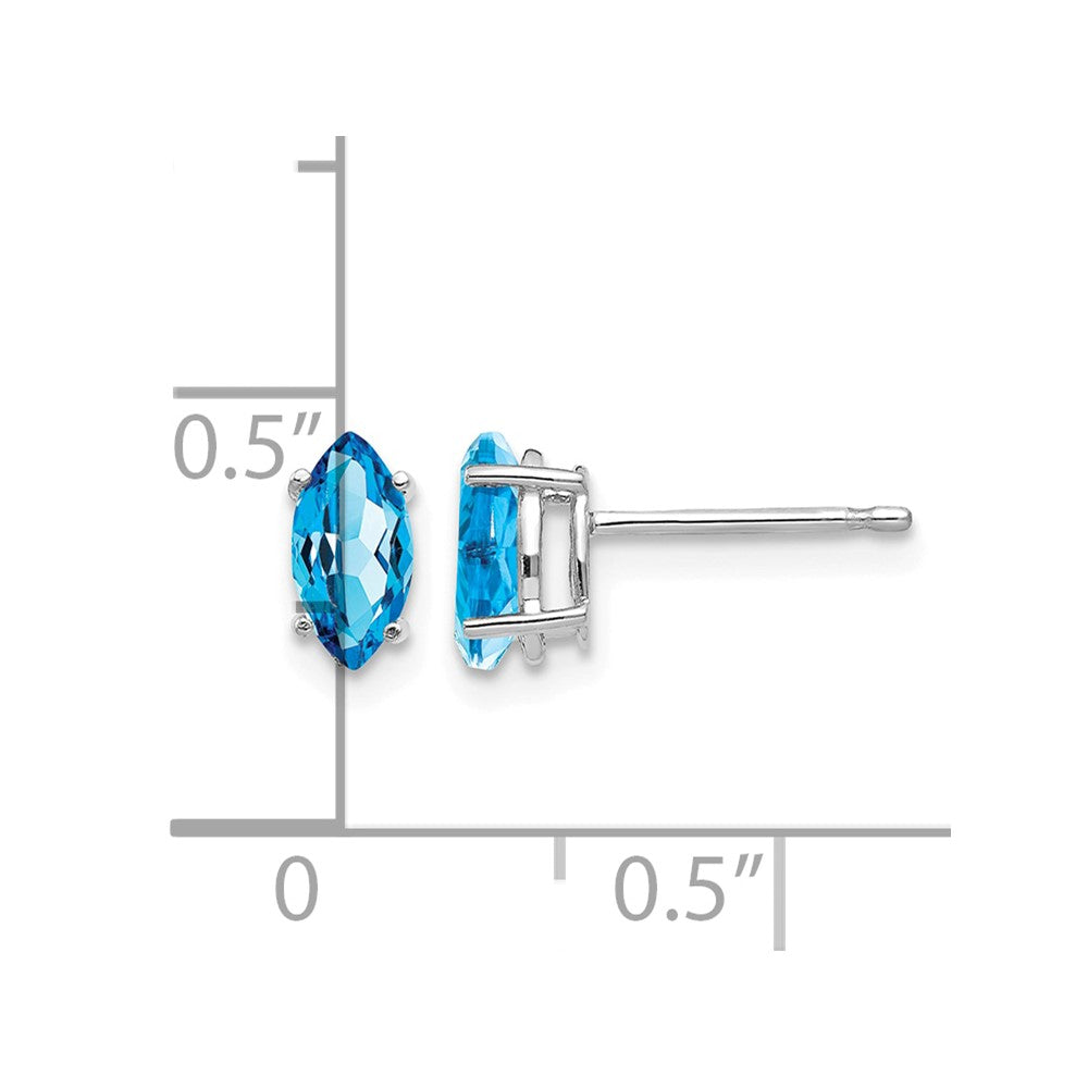 14k White Gold 7x3.5mm Marquise Blue Topaz Post Earrings