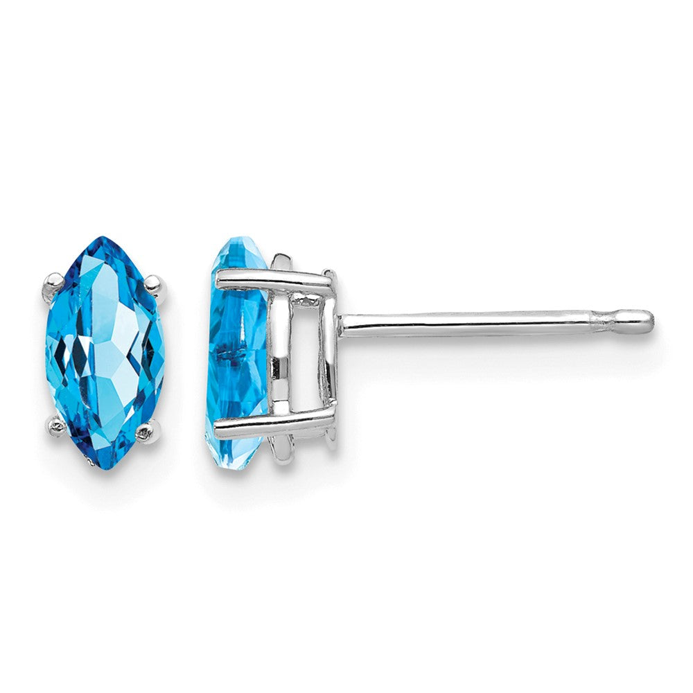 14k White Gold 7x3.5mm Marquise Blue Topaz Post Earrings