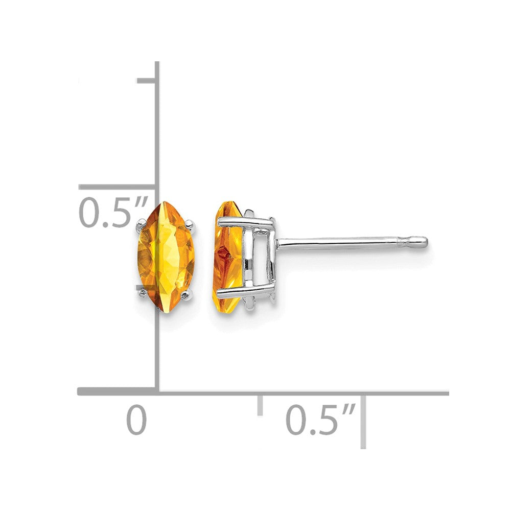 14k White Gold 7x3.5mm Marquise Citrine Post Earrings