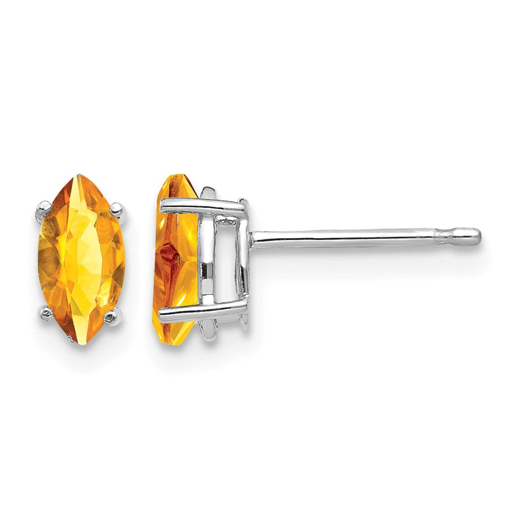 14k White Gold 7x3.5mm Marquise Citrine Post Earrings