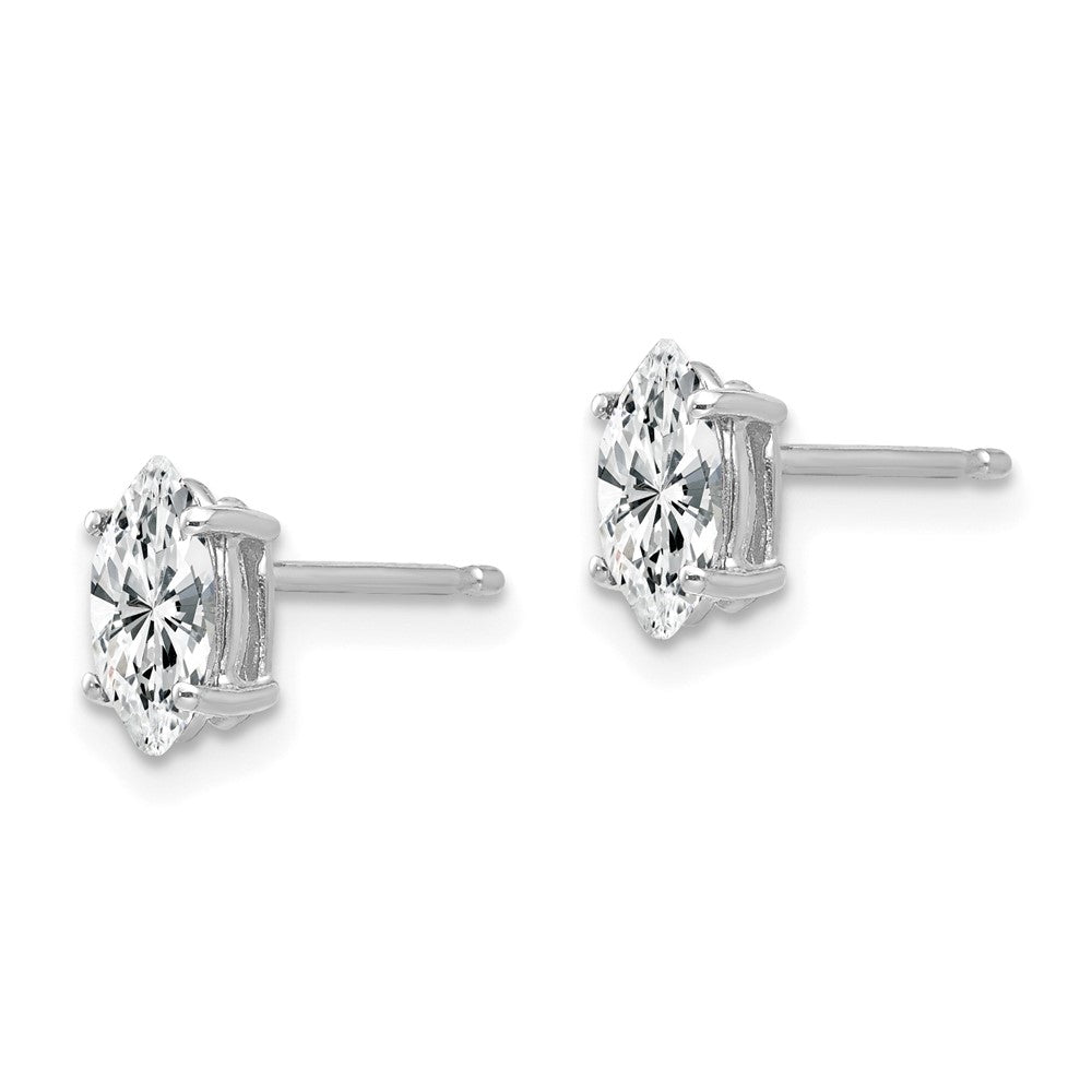 14k White Gold 7x3.5mm Marquise CZ Post Earrings