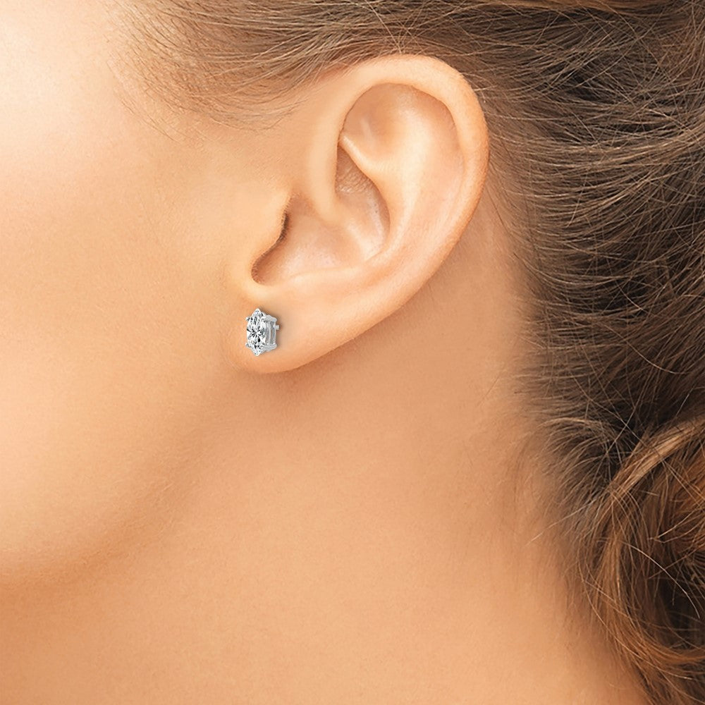 14k White Gold 7x3.5mm Marquise CZ Post Earrings