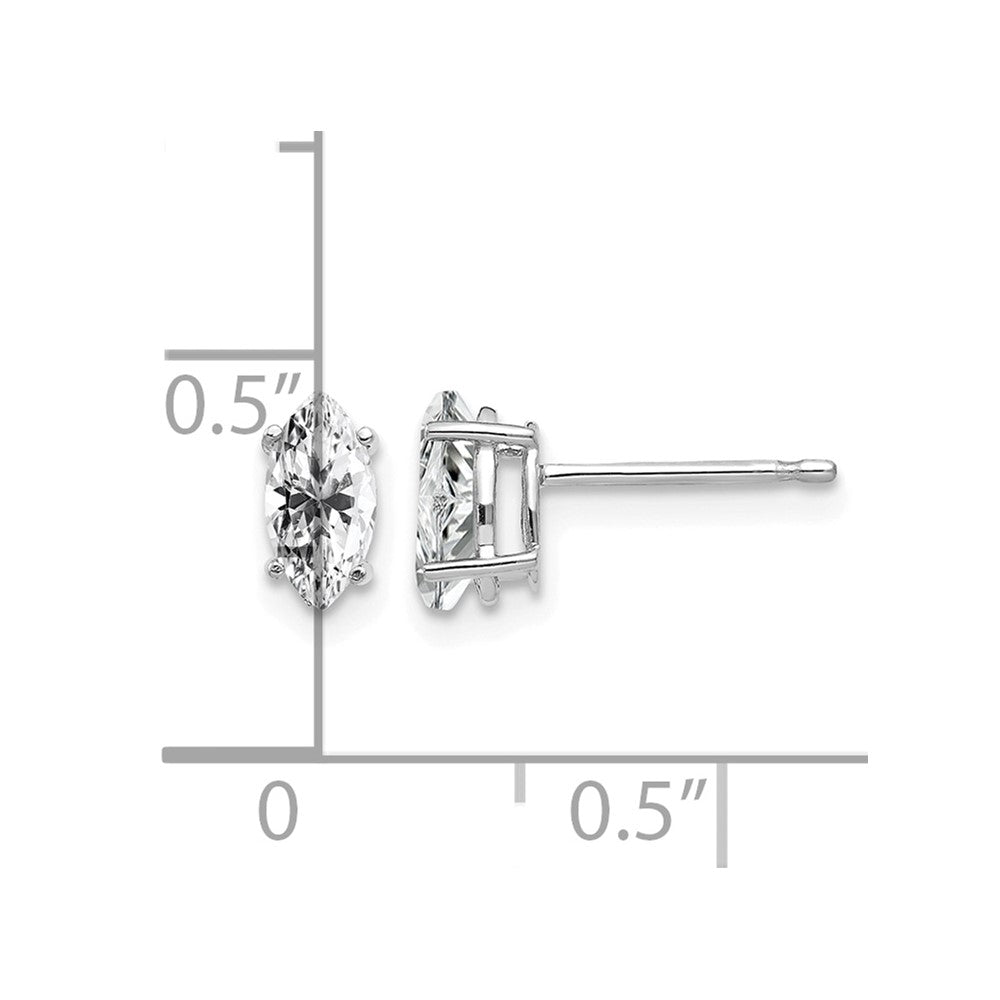 14k White Gold 7x3.5mm Marquise CZ Post Earrings