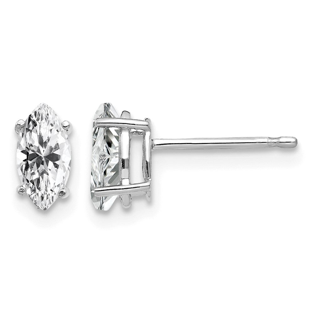 14k White Gold 7x3.5mm Marquise CZ Post Earrings