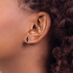 14k White Gold 7x3.5mm Marquise Garnet Post Earrings
