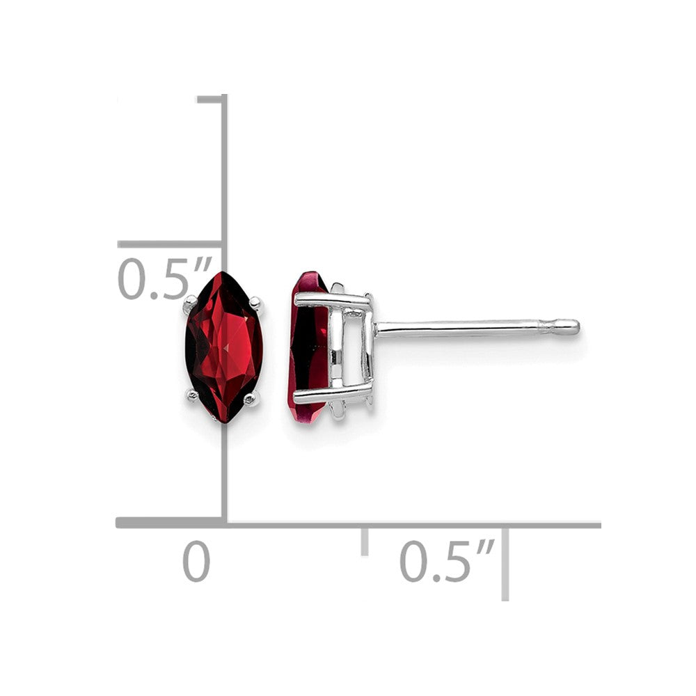 14k White Gold 7x3.5mm Marquise Garnet Post Earrings