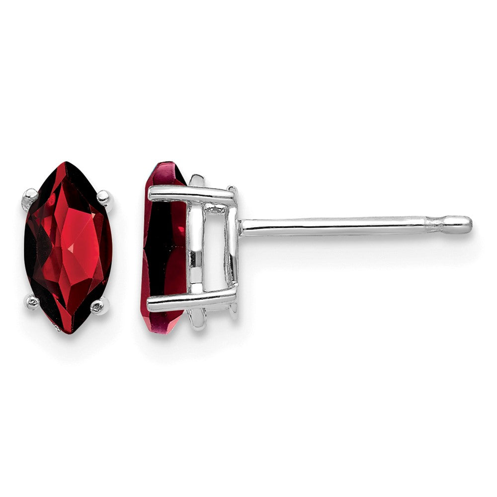 14k White Gold 7x3.5mm Marquise Garnet Post Earrings