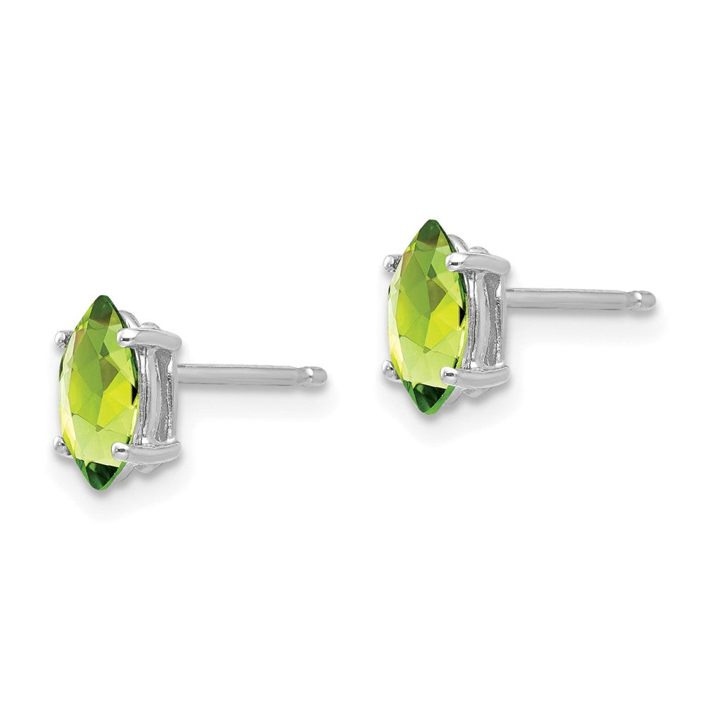14k White Gold 7x3.5mm Marquise Peridot Post Earrings