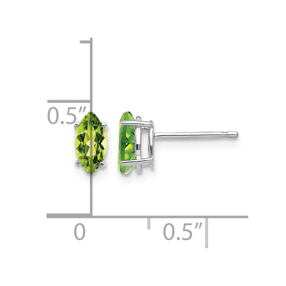 14k White Gold 7x3.5mm Marquise Peridot Post Earrings